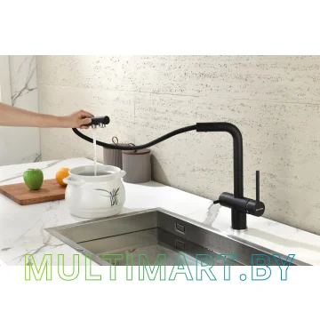Смеситель Paulmark Serpentine Se213222-418 (черный металлик) картинка 4